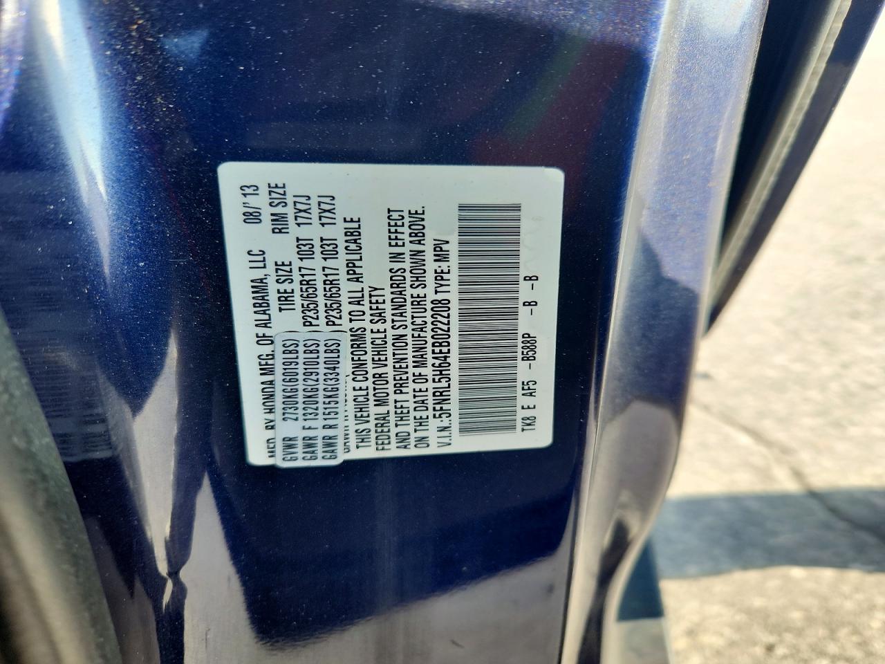 2014 HONDA ODYSSEY EXL photo 14