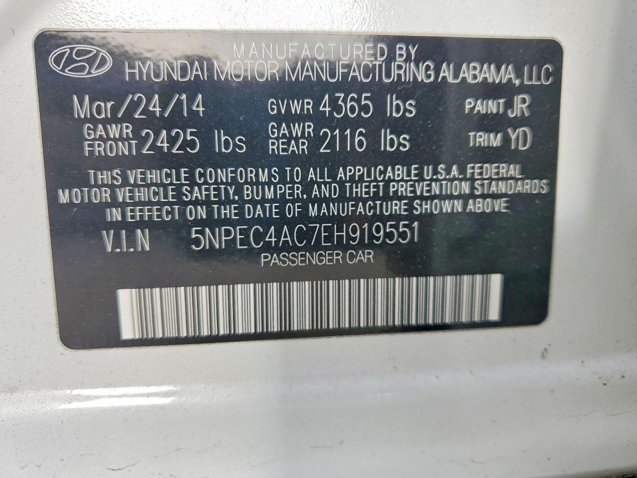 2014 HYUNDAI SONATA SE photo 12