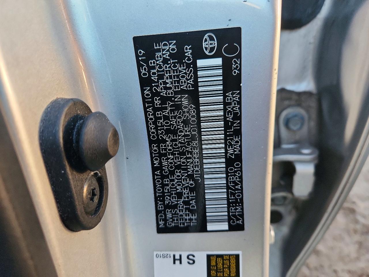 2020 TOYOTA COROLLA LE photo 12