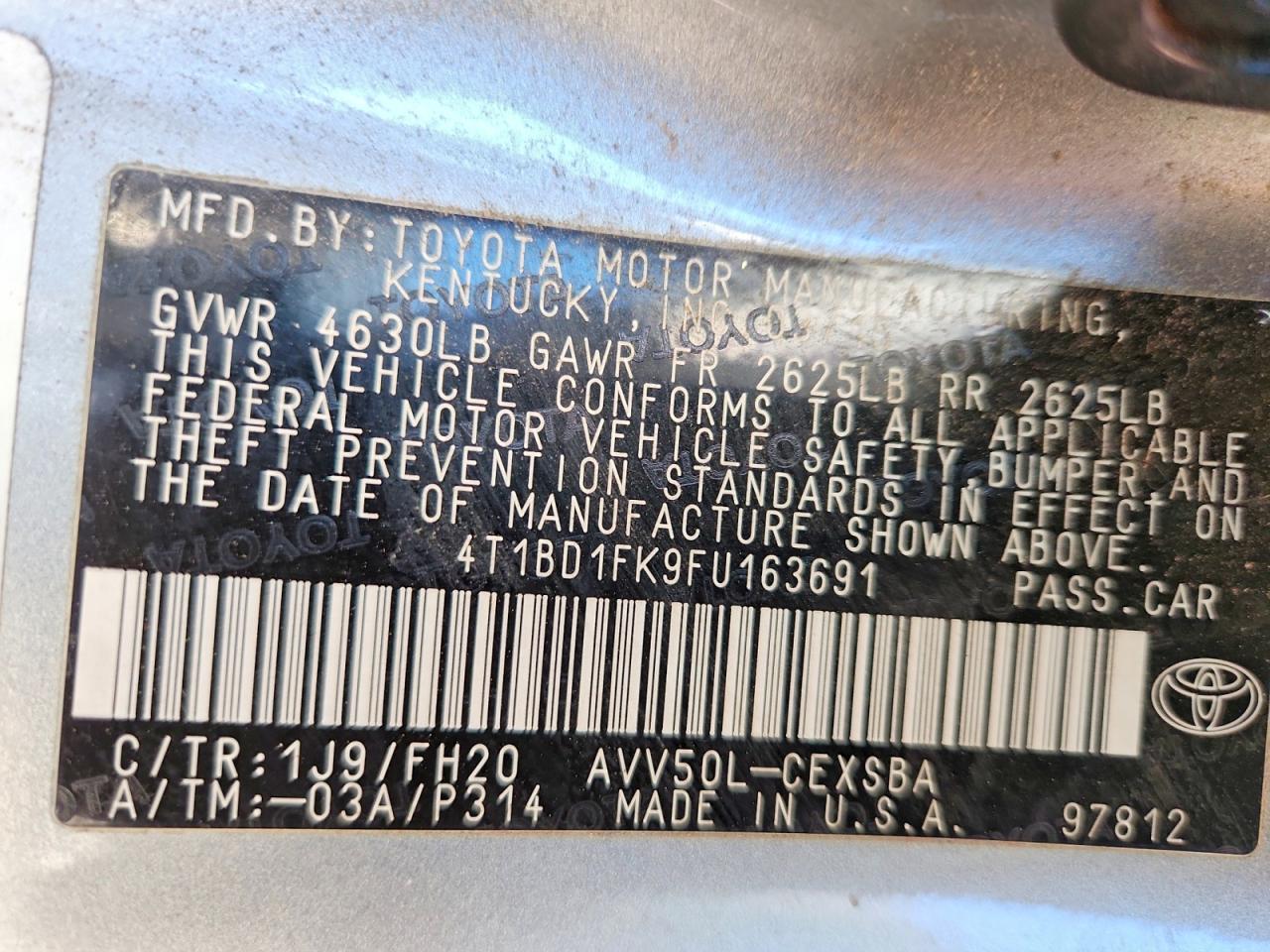 2015 TOYOTA CAMRY HYBRID photo 12
