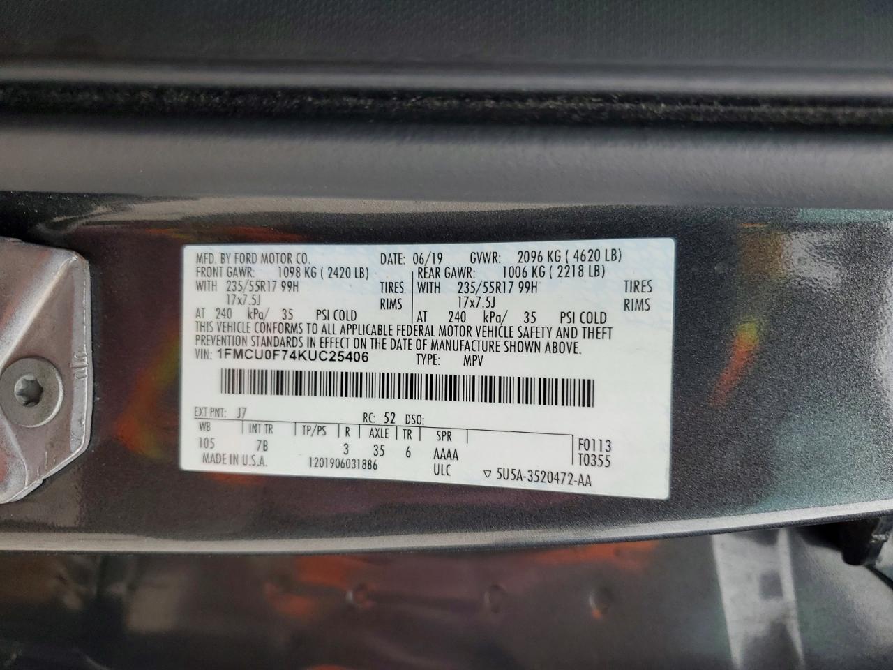 2019 FORD ESCAPE S photo 25