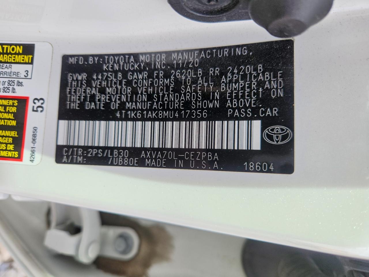 2021 TOYOTA CAMRY XSE photo 23