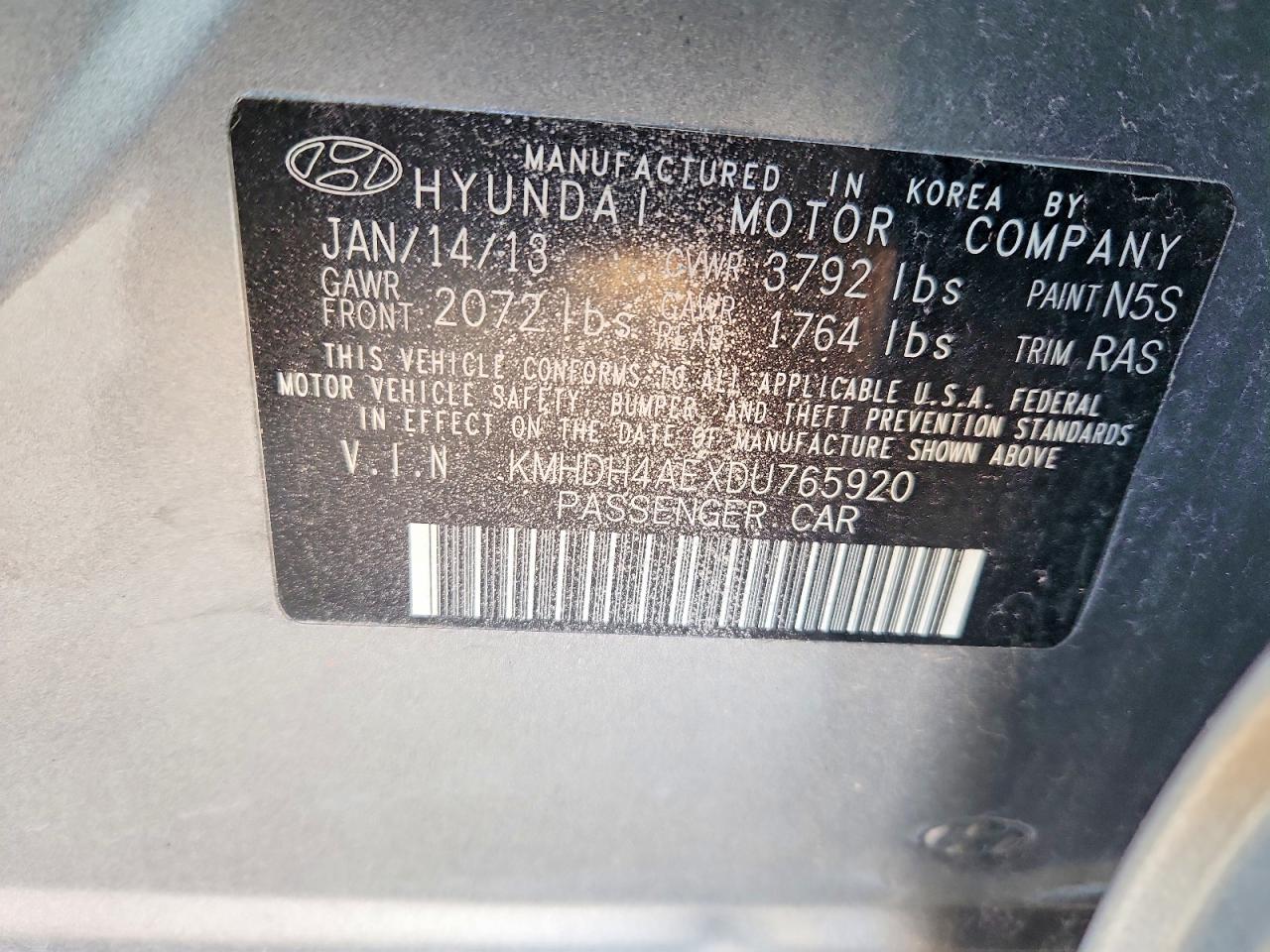 2013 HYUNDAI ELANTRA GLS photo 13