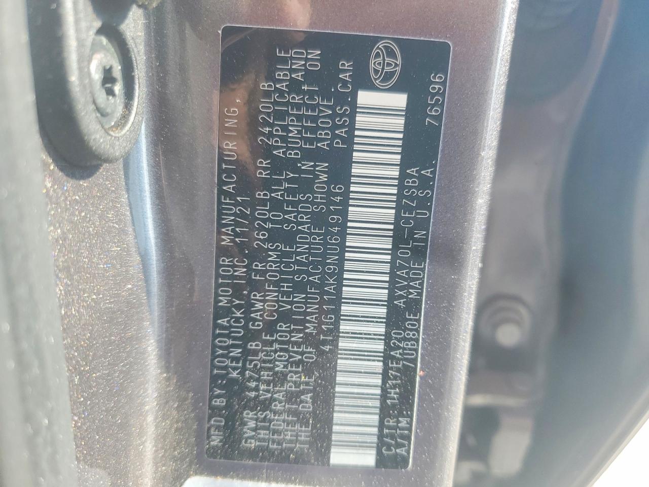 2022 TOYOTA CAMRY SE photo 12