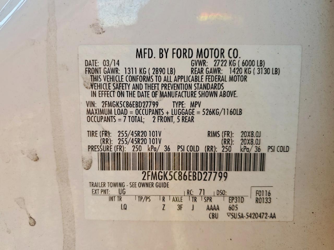 2014 FORD FLEX SEL photo 13