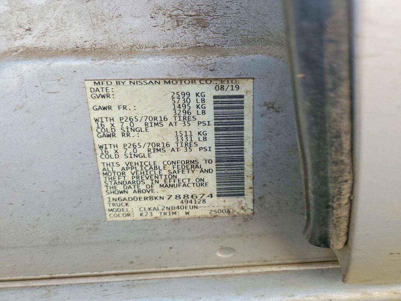 2019 NISSAN FRONTIER SV photo 23