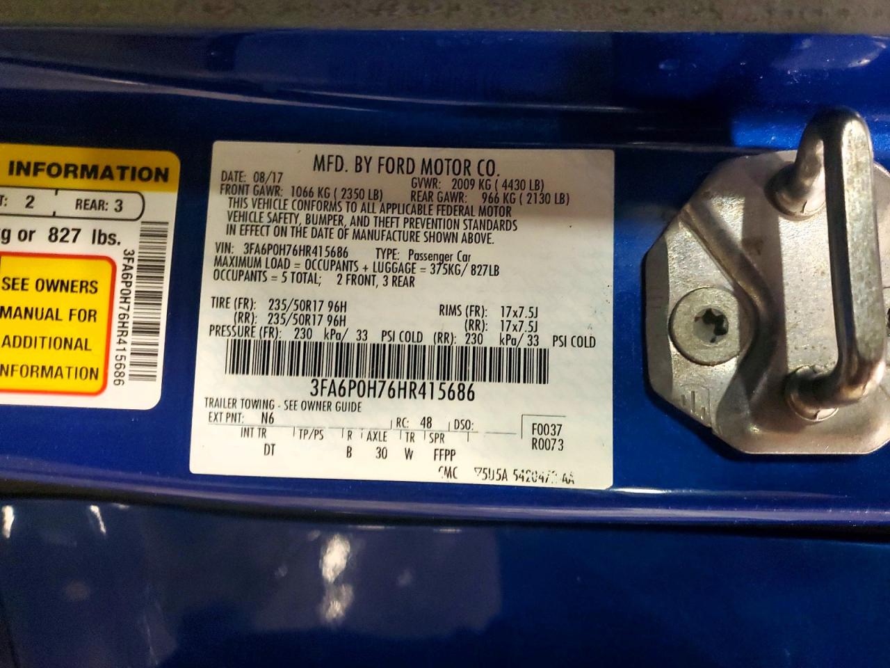 2017 FORD FUSION SE photo 13
