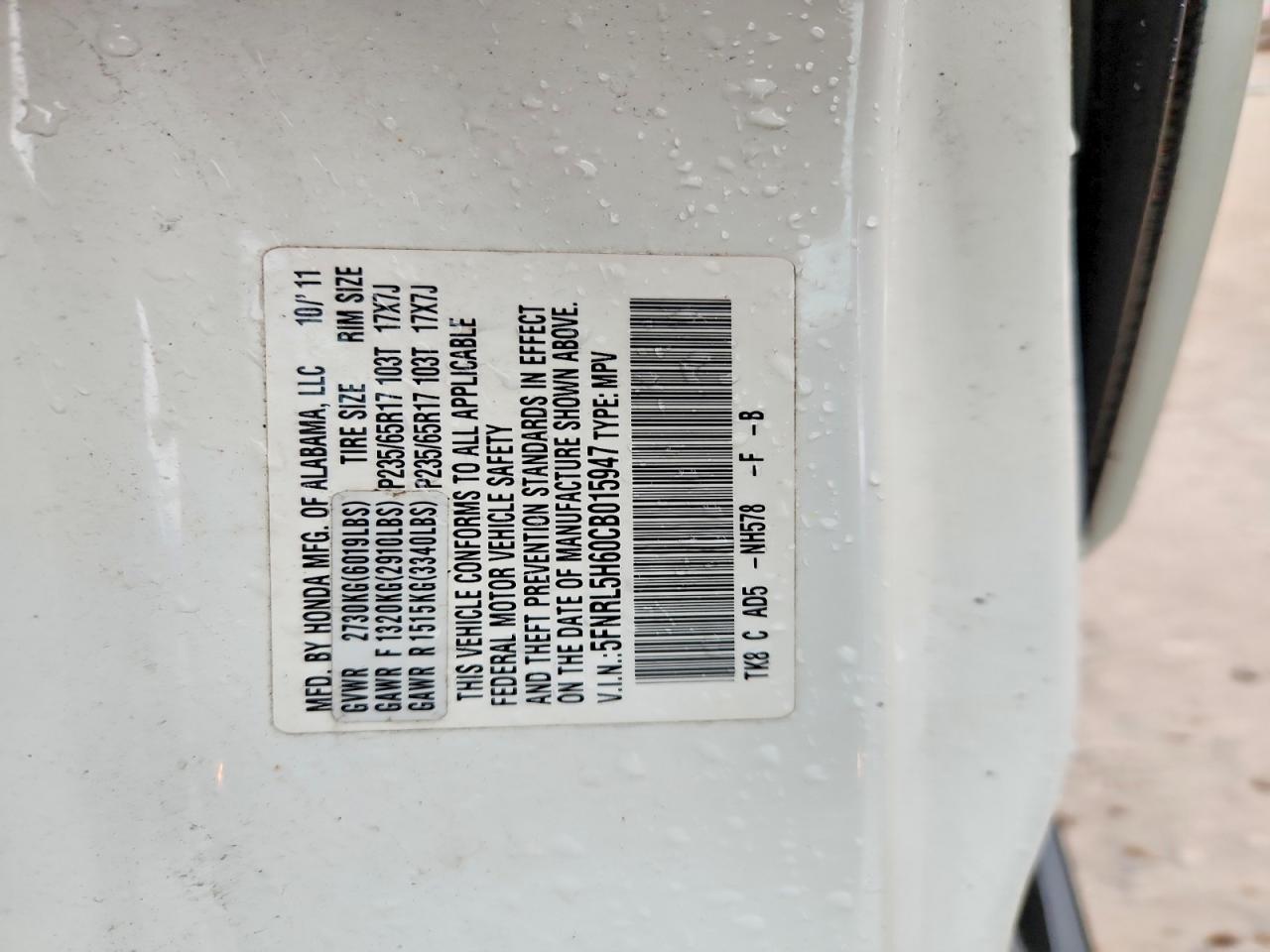 2012 HONDA ODYSSEY EXL photo 25