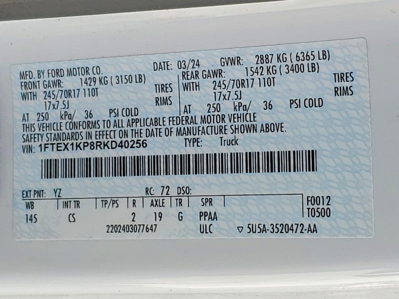 2024 FORD F150 XL photo 12