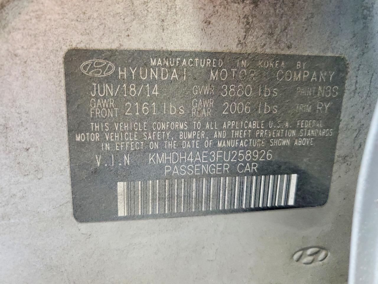 2015 HYUNDAI ELANTRA SE photo 12