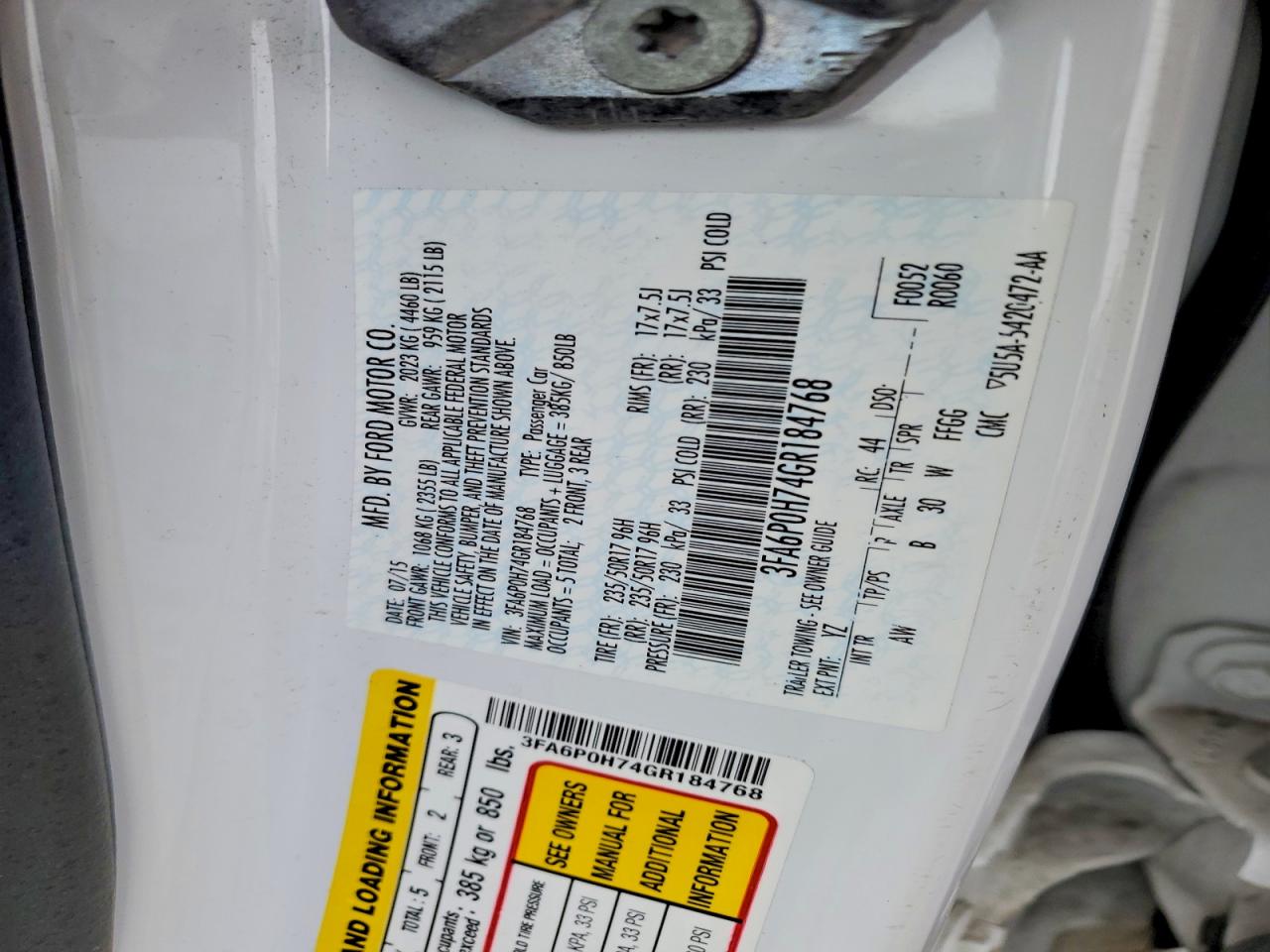 2016 FORD FUSION SE photo 12
