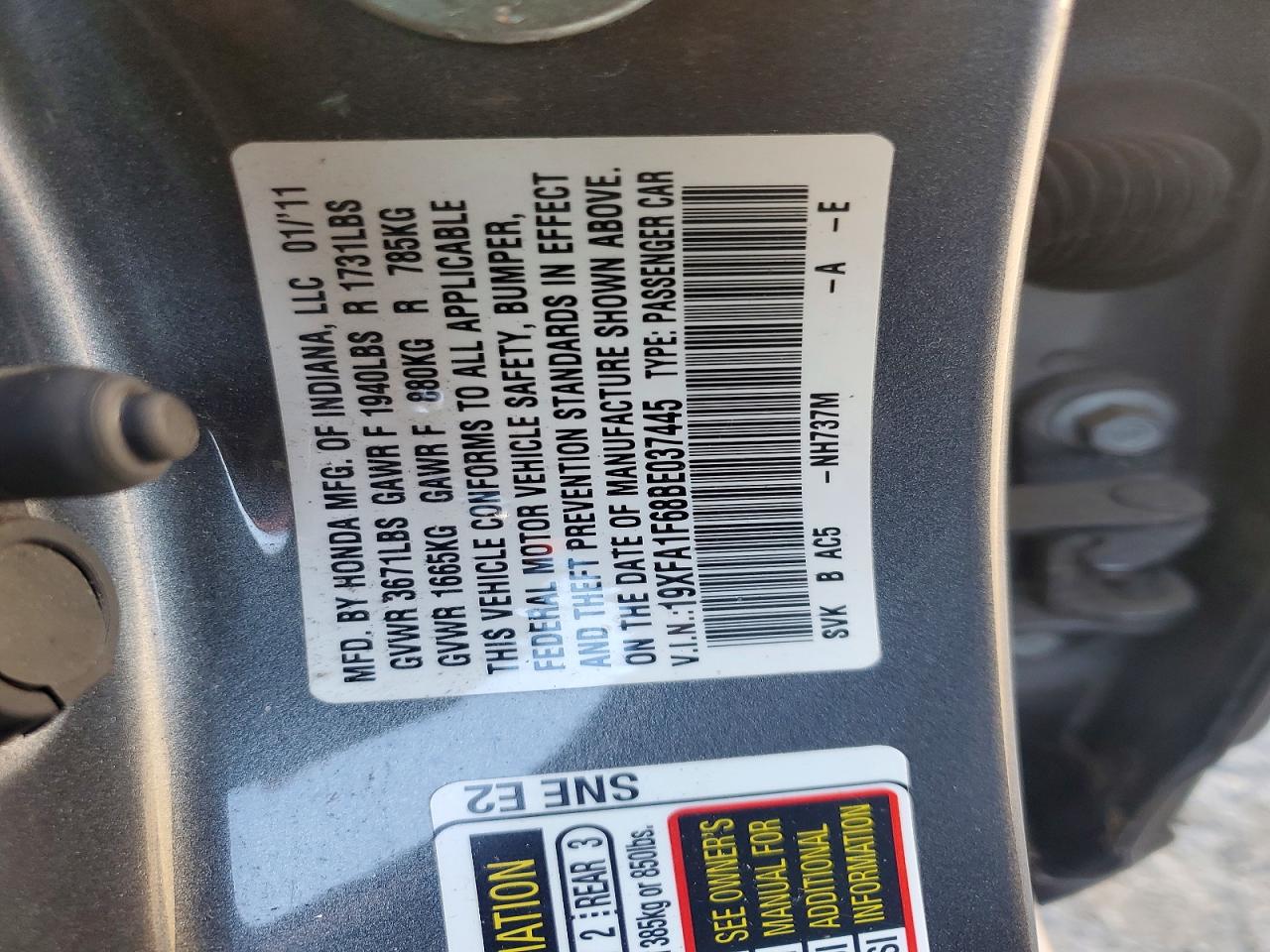 2011 HONDA CIVIC LX-S photo 13