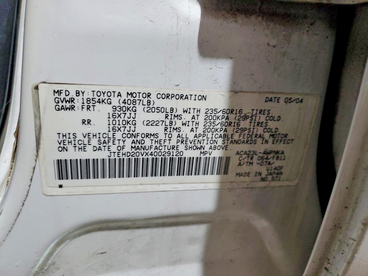 2004 TOYOTA RAV4 photo 14