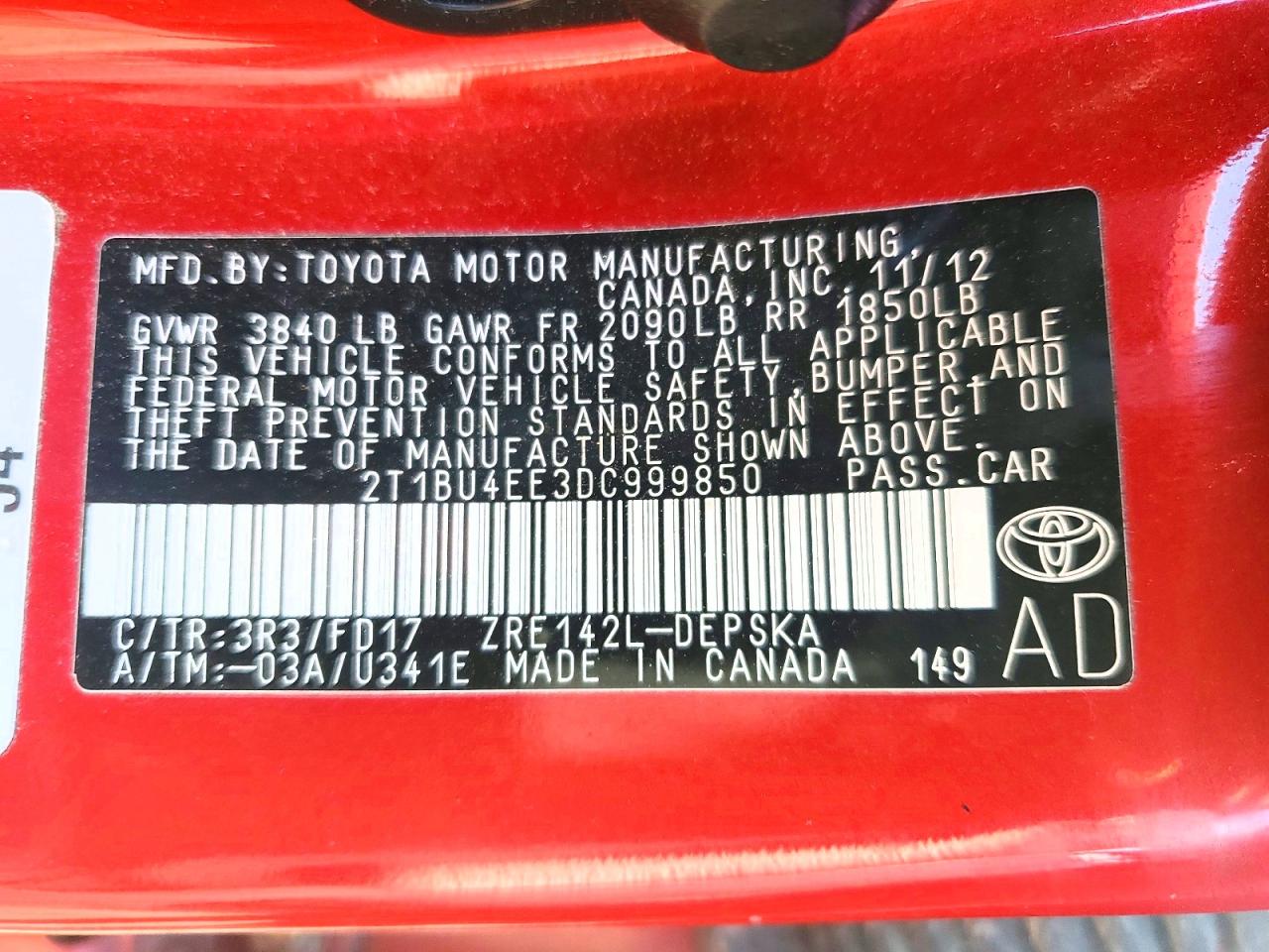 2013 TOYOTA COROLLA BASE photo 25