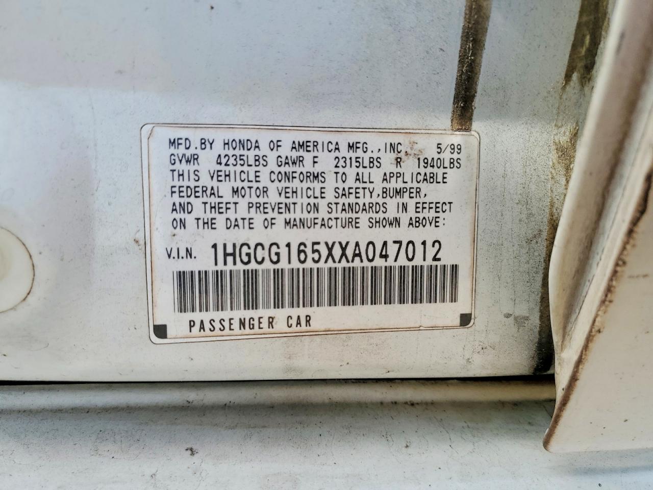 1999 HONDA ACCORD EX photo 12