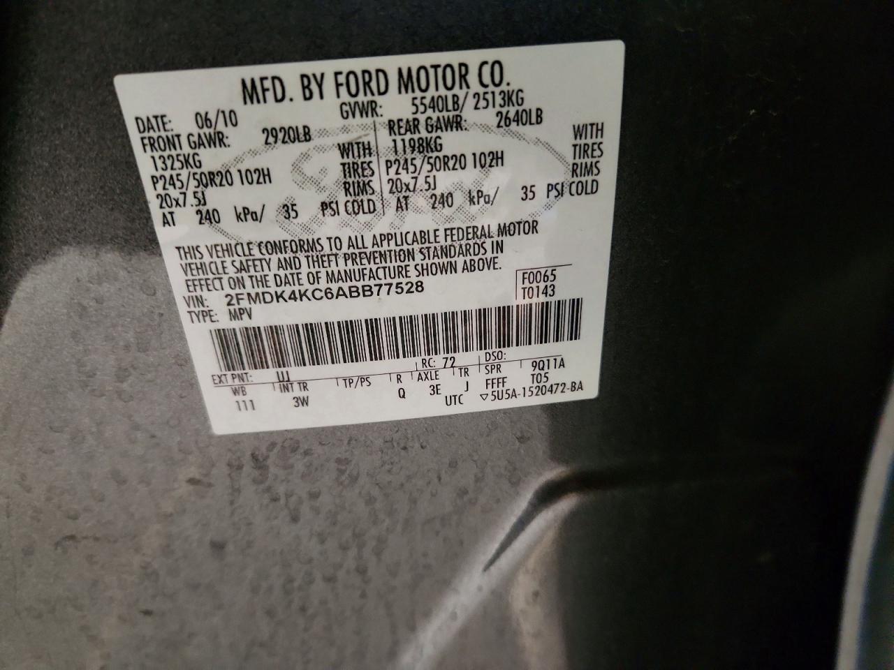 2010 FORD EDGE LIMITED photo 13