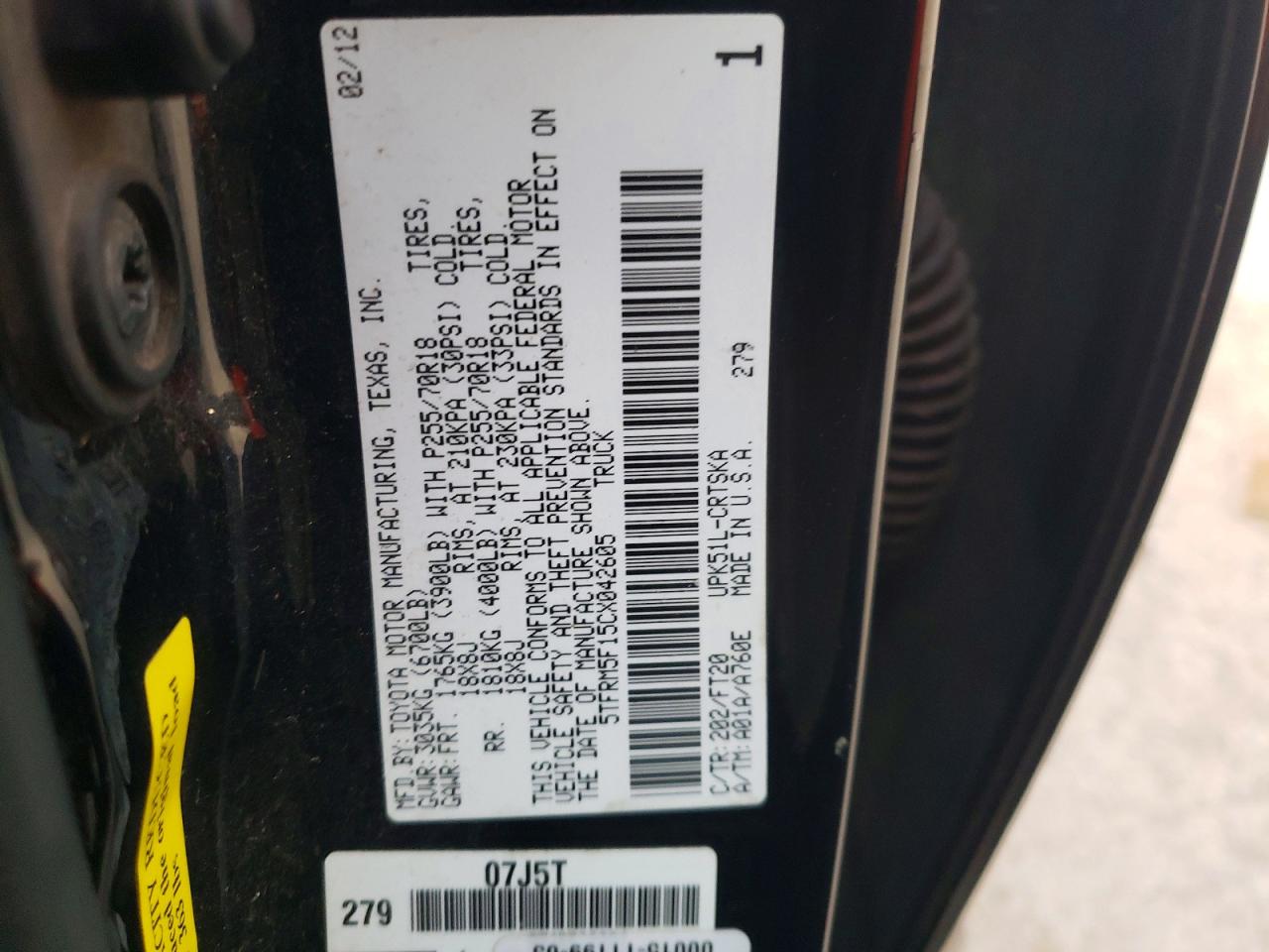 2012 TOYOTA TUNDRA DOUBLE CAB SR5 photo 12