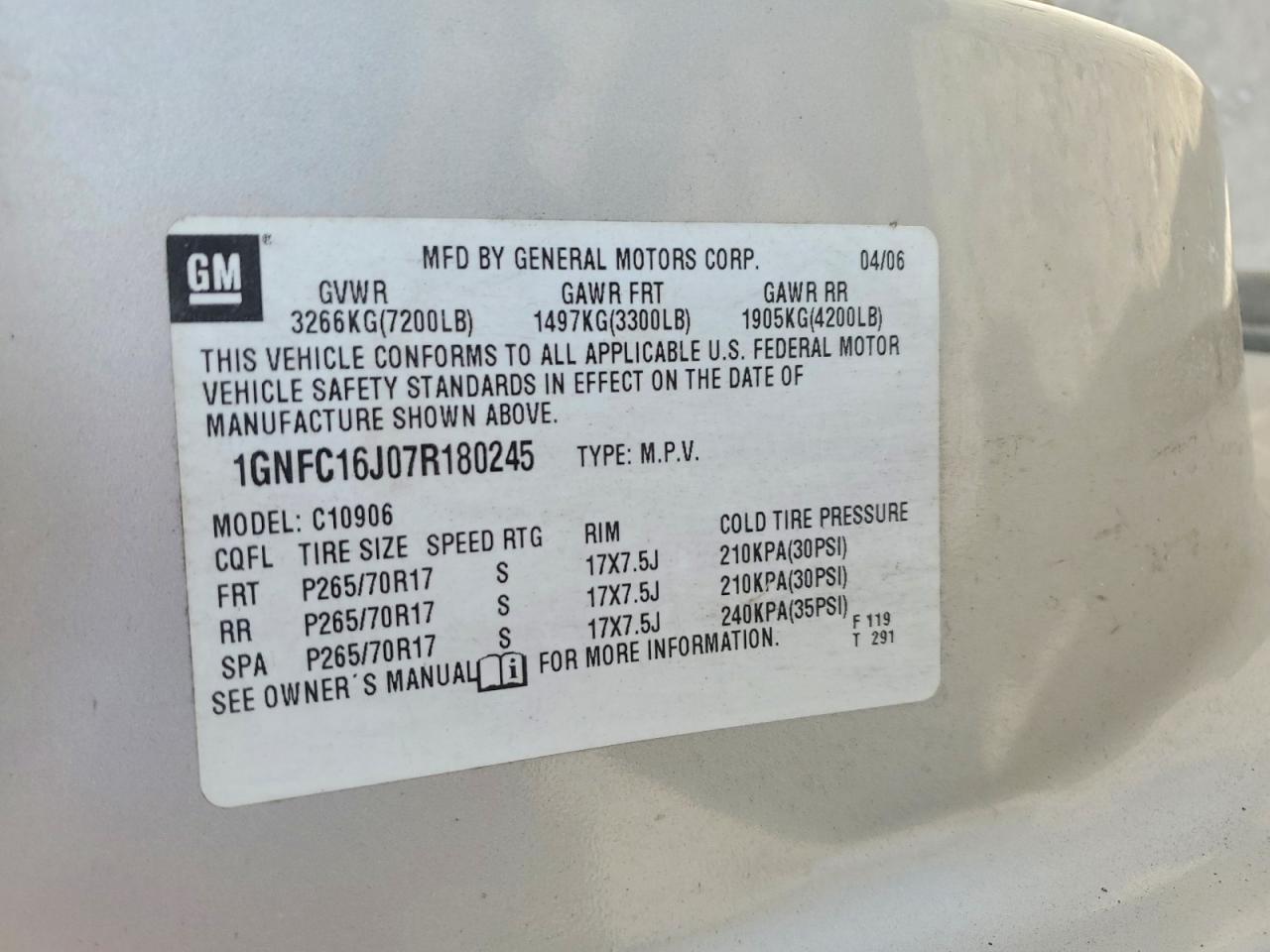 2007 CHEVROLET SUBURBAN C1500 photo 13