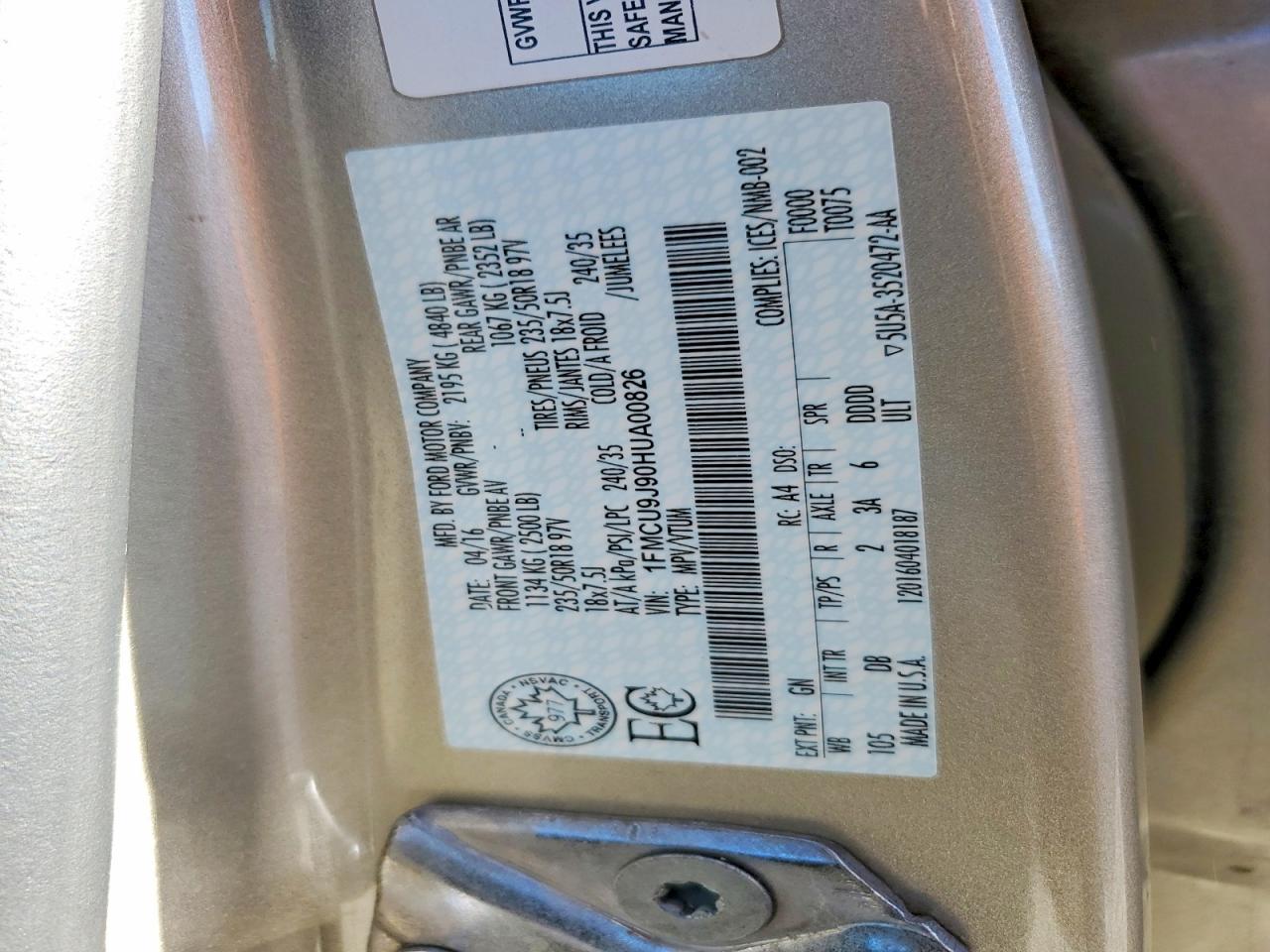 2017 FORD ESCAPE TITANIUM photo 13