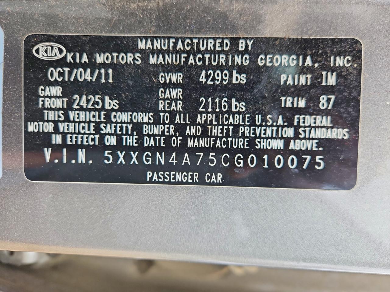 2012 KIA OPTIMA EX photo 25