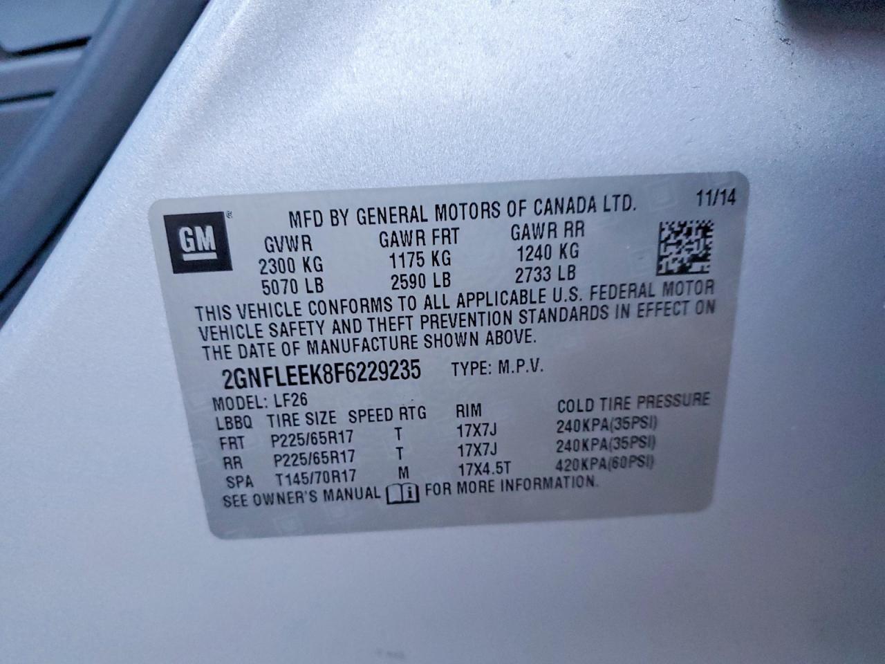 2015 CHEVROLET EQUINOX LS photo 13