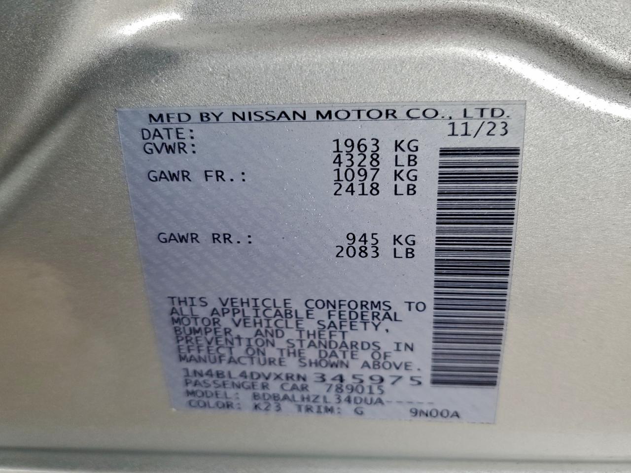 2024 NISSAN ALTIMA SV photo 12