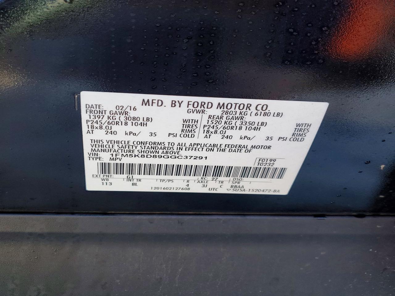 2016 FORD EXPLORER XLT photo 37