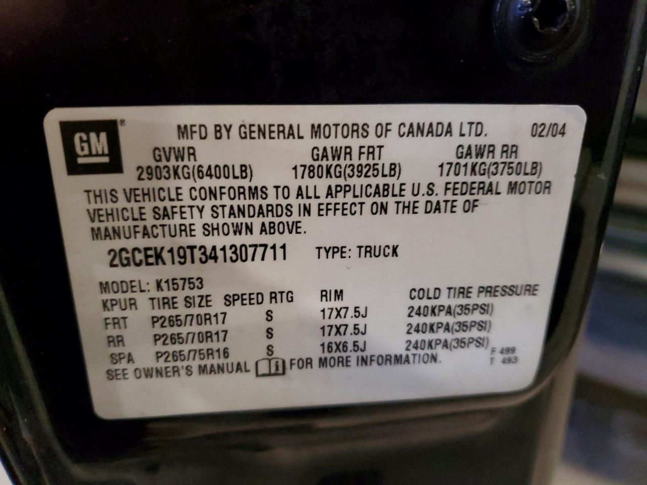 2004 CHEVROLET SILVERADO K1500 photo 12