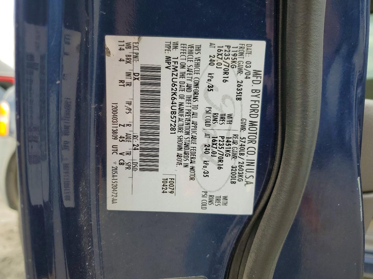 2004 FORD EXPLORER XLS photo 37