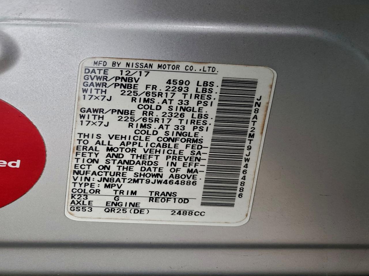 2018 NISSAN ROGUE S photo 14