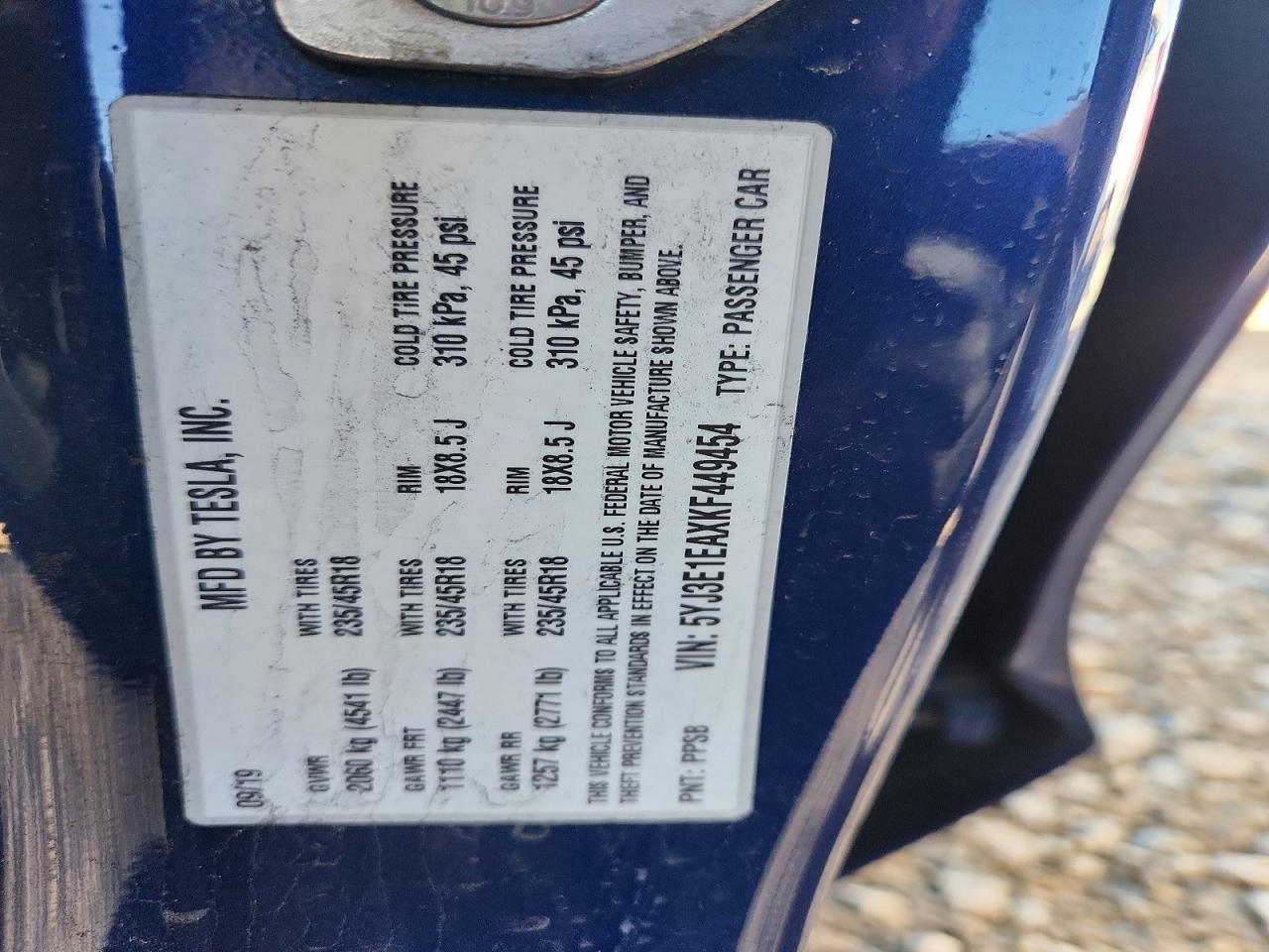 2019 TESLA MODEL 3 photo 13