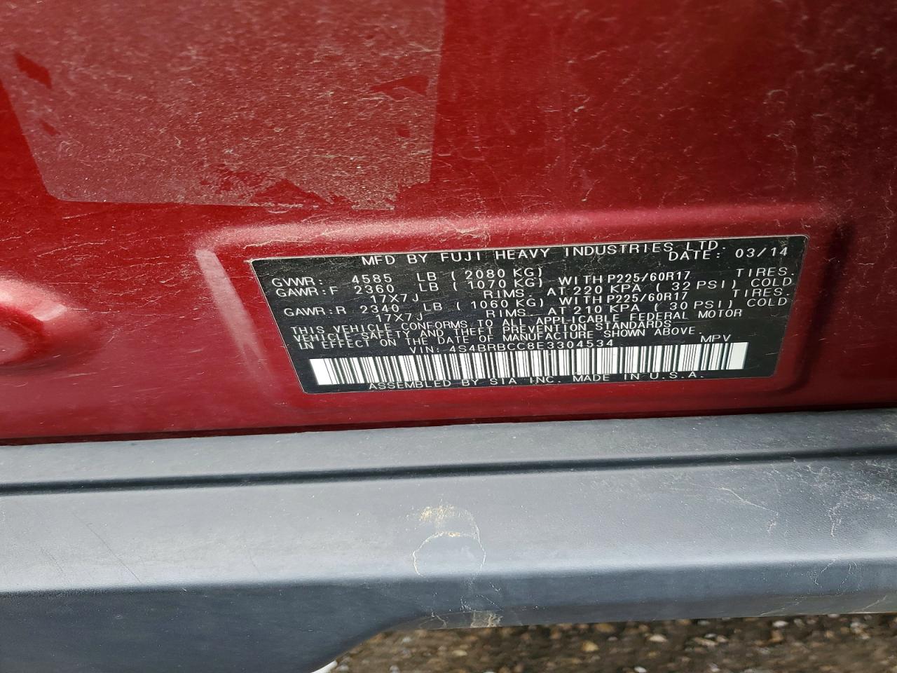 2014 SUBARU OUTBACK 2.5I PREMIUM photo 13