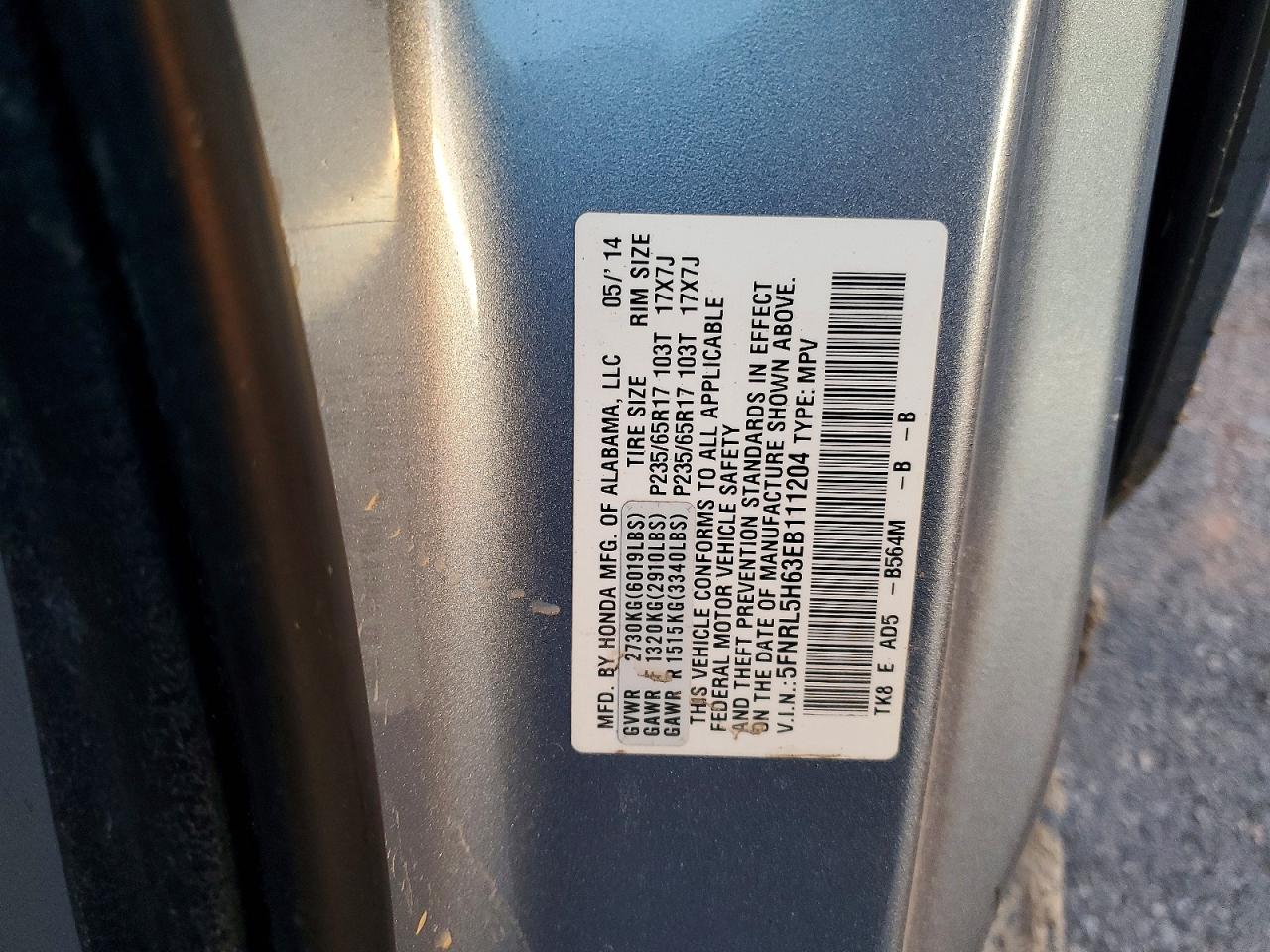 2014 HONDA ODYSSEY EXL photo 13