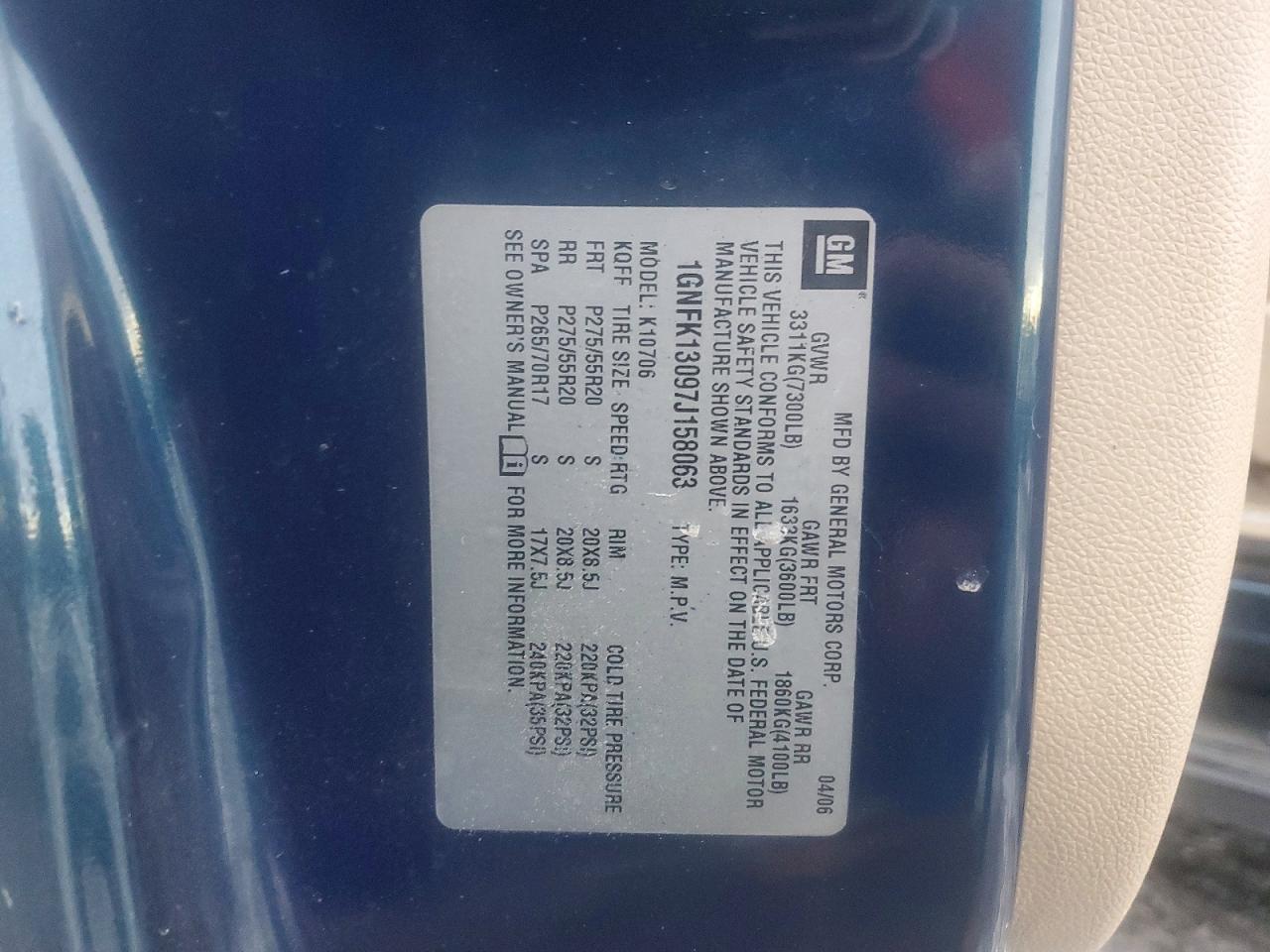 2007 CHEVROLET TAHOE K1500 photo 12