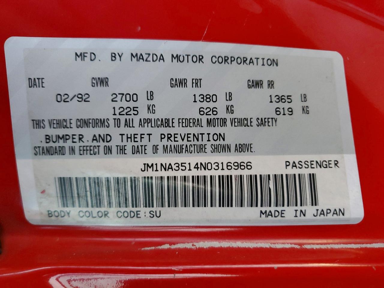 1992 MAZDA MX-5 MIATA photo 12