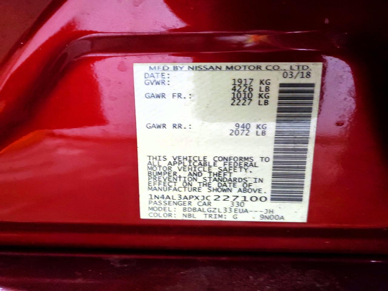 2018 NISSAN ALTIMA 2.5 photo 12
