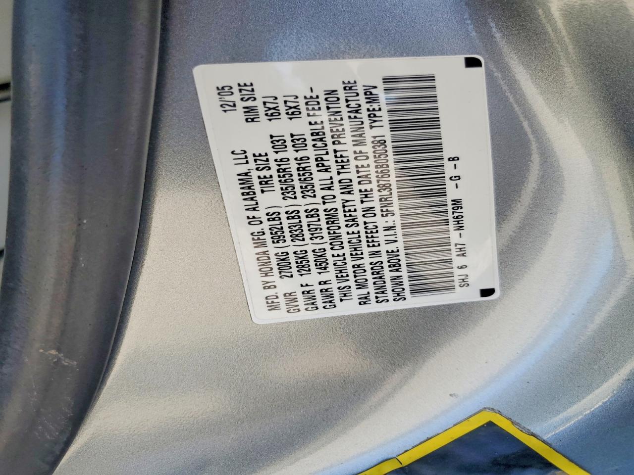 2006 HONDA ODYSSEY photo 13