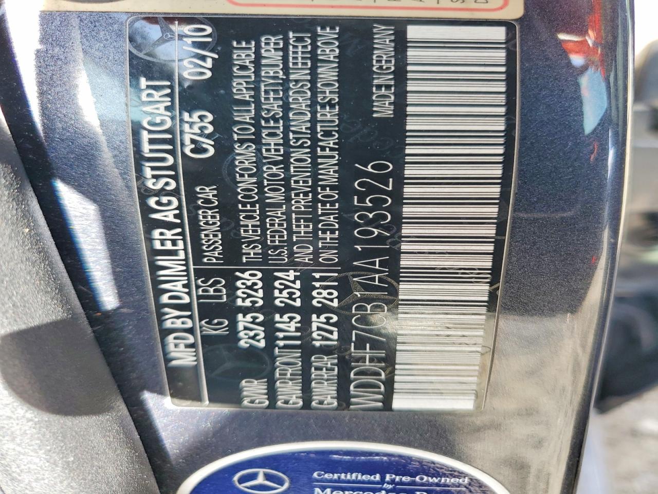 2010 MERCEDES-BENZ E 550 photo 12