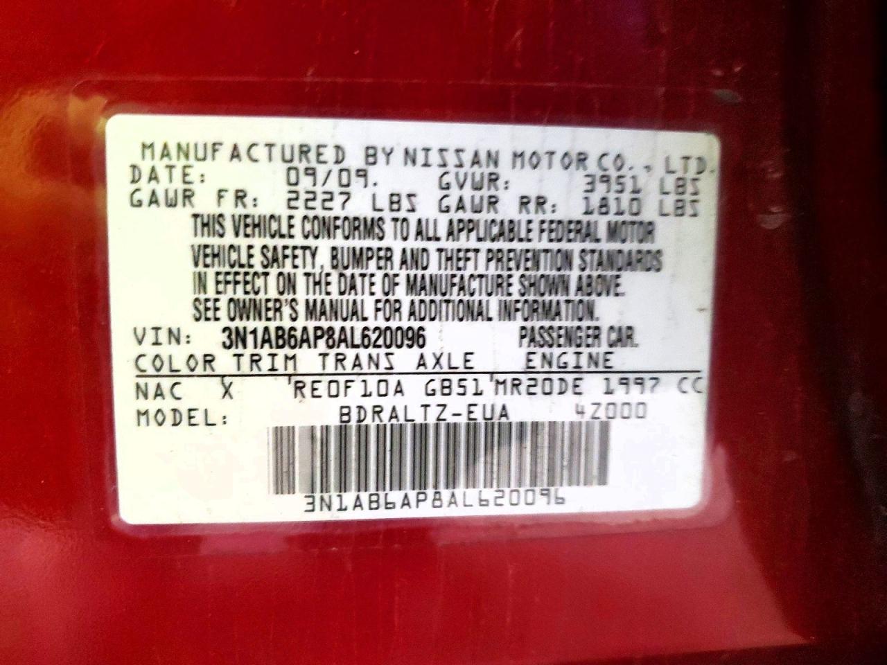 2010 NISSAN SENTRA 2.0 photo 12