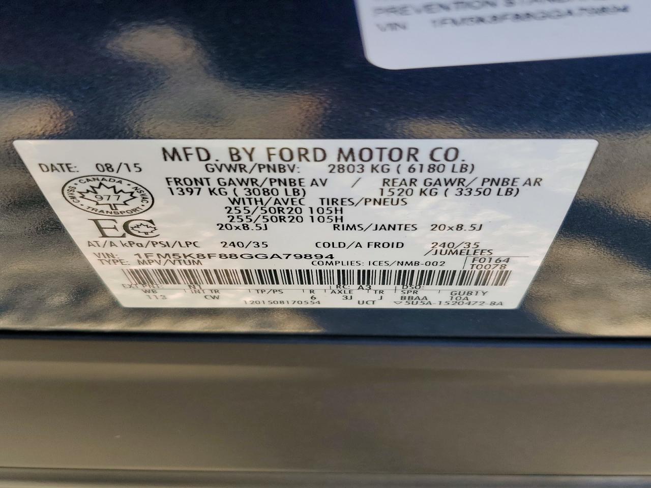 2016 FORD EXPLORER LIMITED photo 13