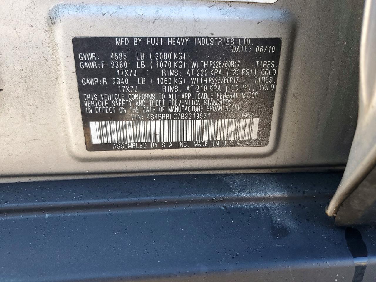 2011 SUBARU OUTBACK 2.5I LIMITED photo 13