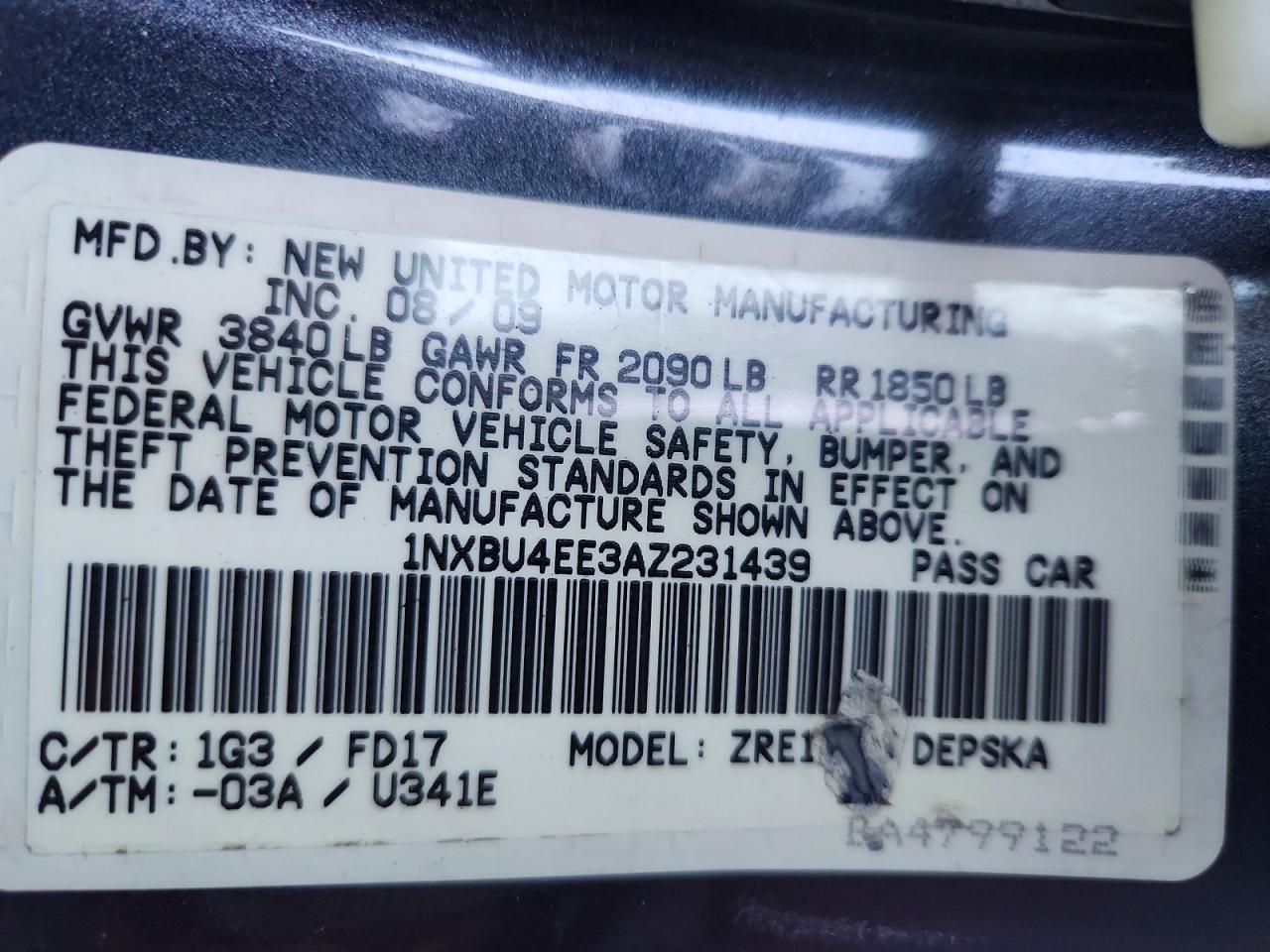 2010 TOYOTA COROLLA BASE photo 12