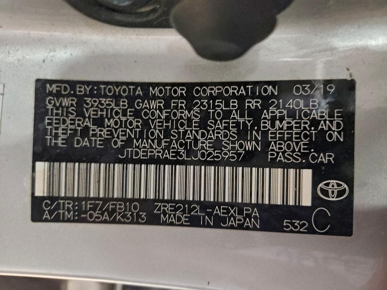 2020 TOYOTA COROLLA LE photo 13