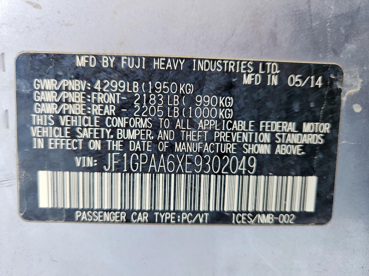 2014 SUBARU IMPREZA photo 12
