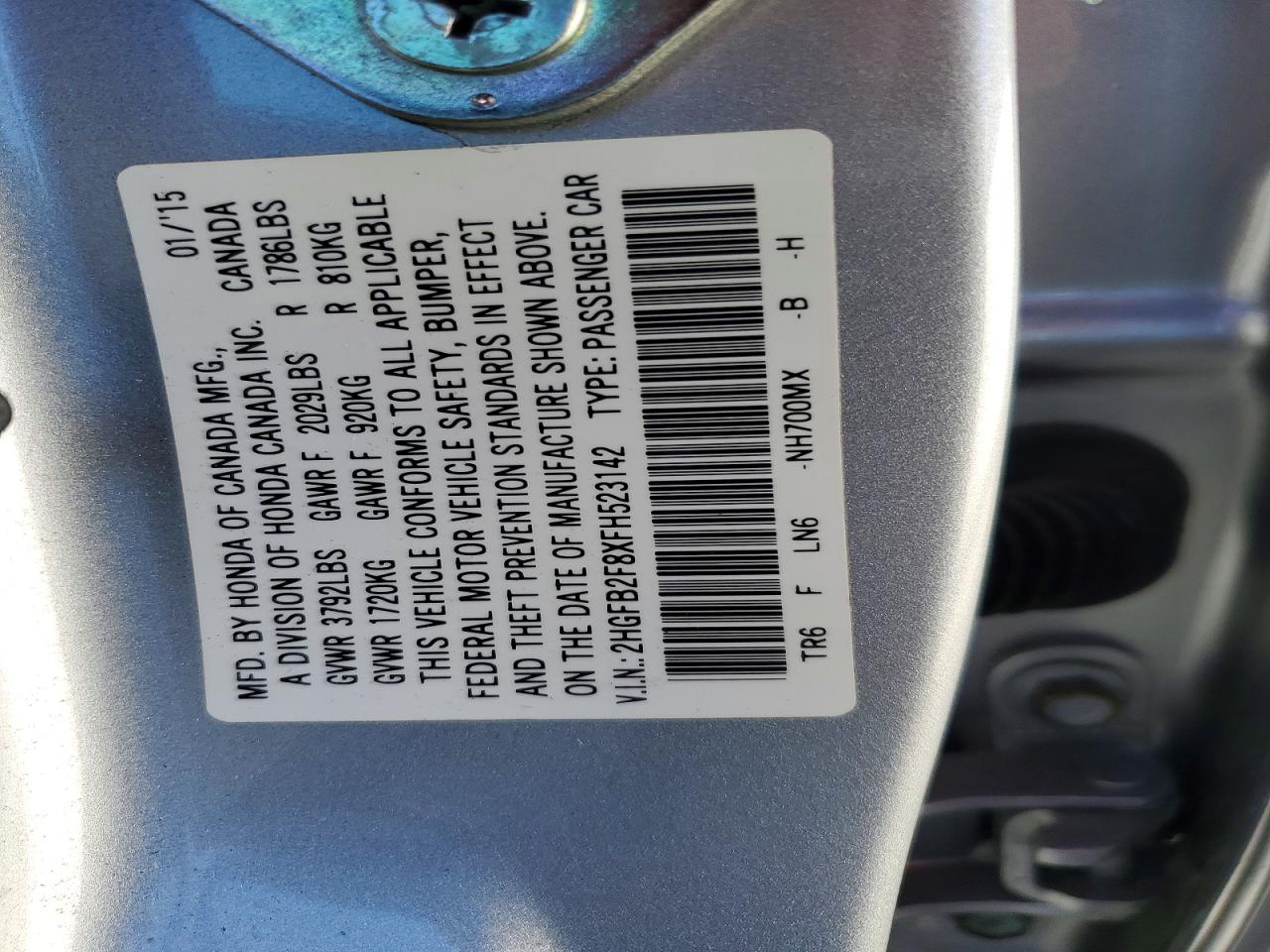 2015 HONDA CIVIC EX photo 12
