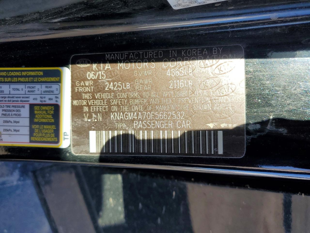2015 KIA OPTIMA LX photo 12