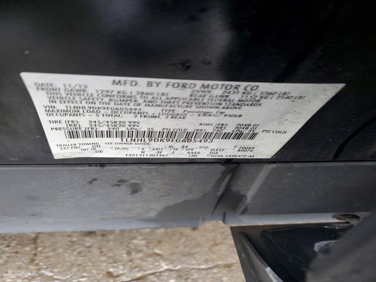 2014 LINCOLN MKS photo 12