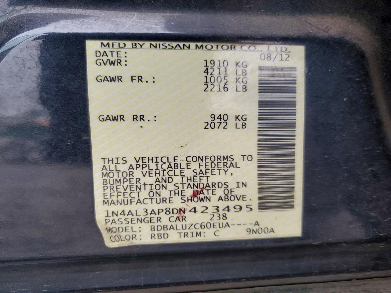 2013 NISSAN ALTIMA 2.5 photo 12