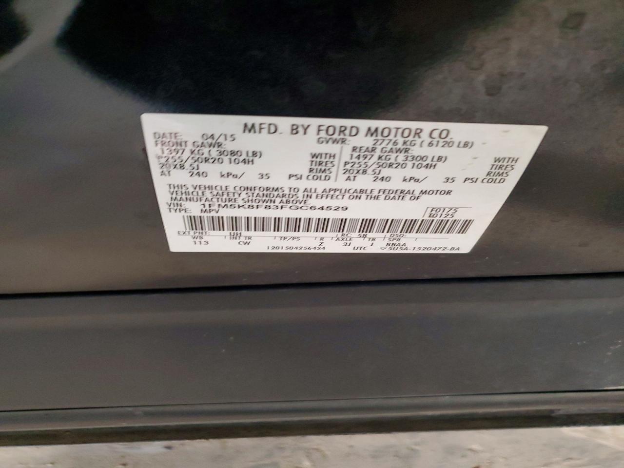 2015 FORD EXPLORER LIMITED photo 13