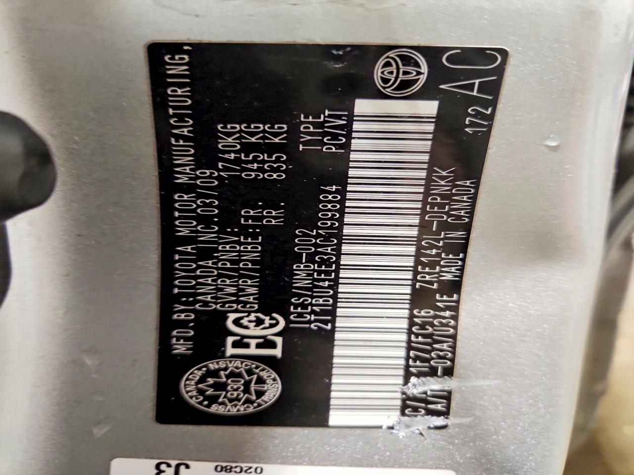 2010 TOYOTA COROLLA BASE photo 12